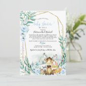 Invitation Fête de Bébé Floral de Bois par la Poste (Debout devant)