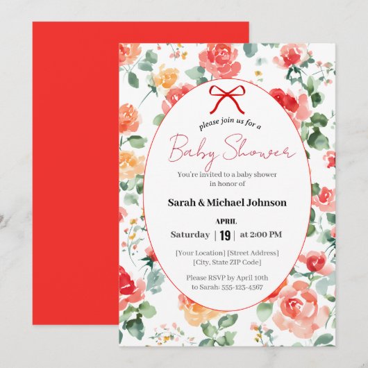 Invitation Fête de bébé Floral Dream (Devant / Derrière)