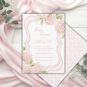 Invitation Fête de bébé Floral Élégant Rose Hydrangea