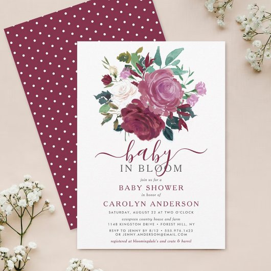 Invitation Fête de bébé florale Baby In Bloom