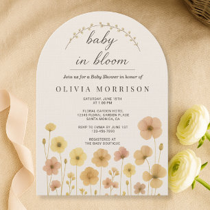 Invitation Fête de Bébé Florale Boho Baby En Fleur