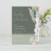 Invitation Fête de bébé florale boho Herbe des Pampas (Debout devant)