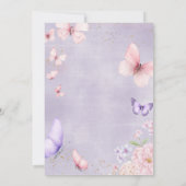 Invitation Fête de bébé florale Papillon Rose et Violet (Dos)