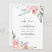 Invitation Fête de bébé florale rose pastel (Devant)