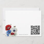 Invitation Fête de Bébé Florale Rouge Blanc et Bleu (Dos)