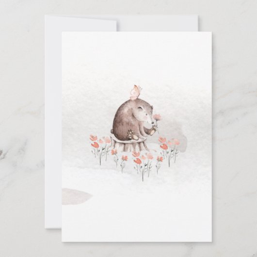 Invitation Fête de Bébé Forêt de Bois Aquarelle (Dos)