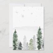 Invitation Fête de Bébé Forêt d'Hiver à l'Aquarelle Or (Dos)