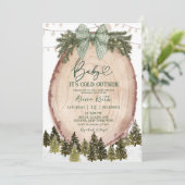 Invitation Fête de Bébé Forêt d'Hiver Rustique Coquette Verte (Debout devant)