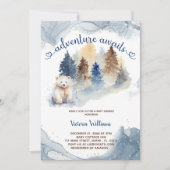 Invitation Fête de Bébé Forêt d'Ours Aventure Attend  (Devant)