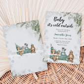 Invitation Fête de Bébé Forêt Enneigée et Verdure