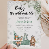 Invitation Fête de Bébé Forêt Enneigée et Verdure