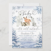 Invitation Fête de Bébé Forêt Froide Hivernale Animaux Arctiq (Devant)