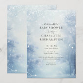 Invitation Fête de Bébé Forêt Merveilleuse d'Hiver (Devant / Derrière)