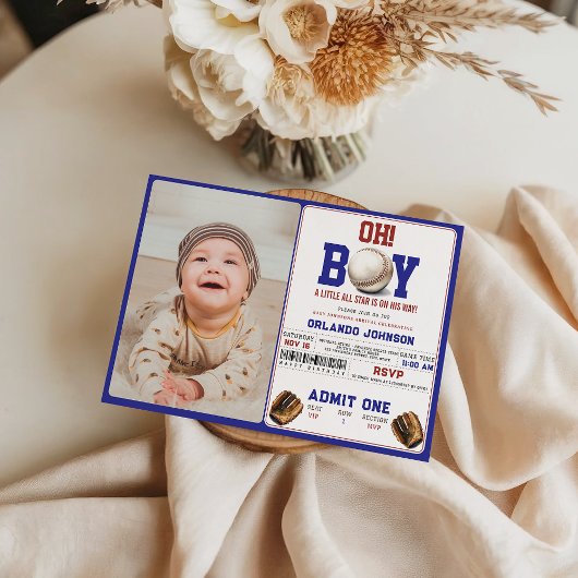 Invitation Fête de bébé Fun Boy Baseball | Fête de sport pers