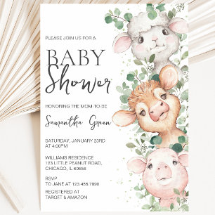 Invitation Fête de Bébé Garçon à la Ferme