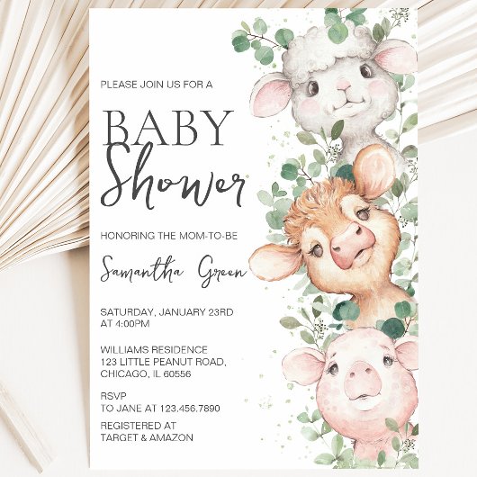 Invitation Fête de Bébé Garçon à la Ferme