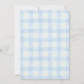 Invitation Fête de bébé garçon à la toile de gingham bleue et (Dos)