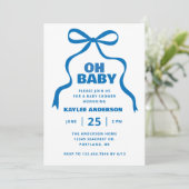 Invitation Fête de bébé garçon à l'arc bleu (Debout devant)