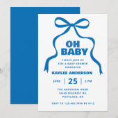 Invitation Fête de bébé garçon à l'arc bleu (Devant / Derrière)