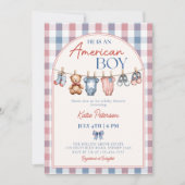 Invitation Fête de bébé garçon américain Red White & Due (Devant)
