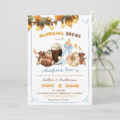Invitation Fête de bébé garçon bleu citrouilles Boho d'automn (Debout devant)