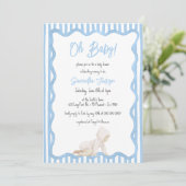 Invitation Fête de bébé garçon bleu fantaisiste (Debout devant)