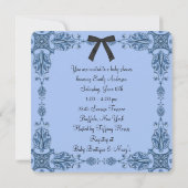 Invitation Fête de bébé garçon bleu noir Damask (Dos)