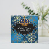 Invitation Fête de bébé garçon bleu or de la Marine Royale (Debout devant)