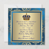 Invitation Fête de bébé garçon bleu or de la Marine Royale (Dos)