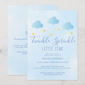 Invitation Fête de bébé Garçon Bleu Tout En Un (Devant / Derrière)