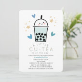 Invitation Fête de Bébé Garçon Bubble Tea Boba Blue Boy (Debout devant)