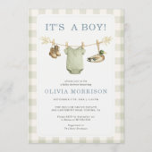 Invitation Fête de bébé garçon Canard de chasse Gingham Tout (Devant)