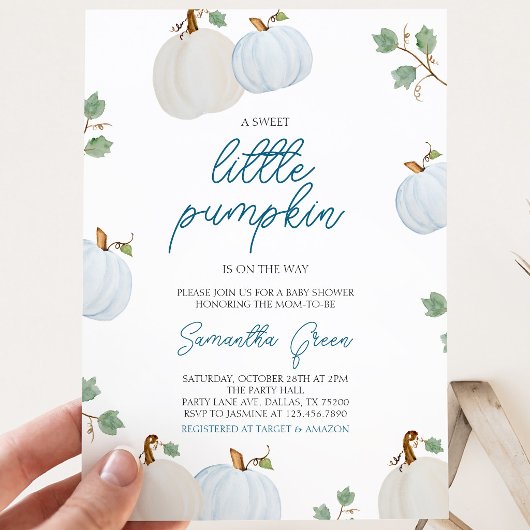 Invitation Fête de bébé garçon citrouille