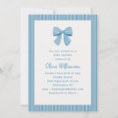 Invitation Fête de bébé garçon classique avec rayure et nœud  (Devant)