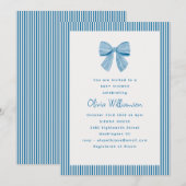Invitation Fête de bébé garçon classique avec rayure et nœud  (Devant / Derrière)