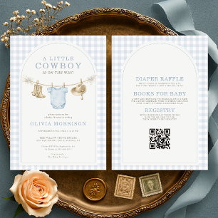 Invitation Fête de bébé garçon cow-boy tout-en-un 