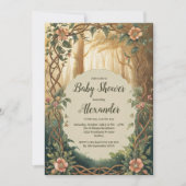Invitation Fête de bébé garçon dans la forêt enchantée (Devant)