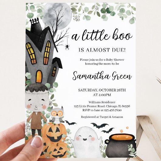 Invitation Fête de bébé Garçon de verdure Un petit Boo
