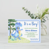 Invitation Fête de bébé garçon dinosaure (Debout devant)