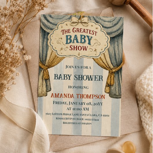 Invitation Fête de bébé garçon du plus grand spectacle de cir