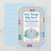 Invitation Fête de bébé garçon en drive-through (Devant / Derrière)