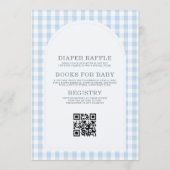 Invitation Fête de bébé garçon en Gingham Bleu Tout en Un (Dos)