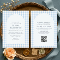 Fête de bébé garçon en Gingham Bleu Tout en Un