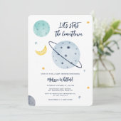 Invitation Fête de Bébé Garçon Espace Moderne (Debout devant)
