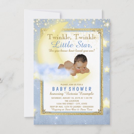 Invitation Fête de bébé garçon ethnique Twinkle Twinkle Littl (Devant)