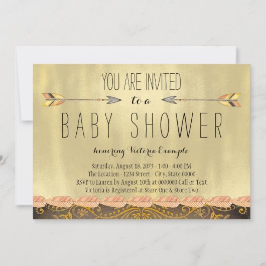 Invitation Fête de bébé garçon flèche tribale (Devant)