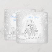 Invitation Fête de Bébé Garçon Flocon de Neige Bleu Hiver Mer (Devant / Derrière)