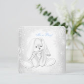 Invitation Fête de Bébé Garçon Flocon de Neige Bleu Hiver Mer (Debout devant)