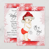 Invitation Fête de Bébé Garçon Flocon de Neige de Noël (Devant / Derrière)