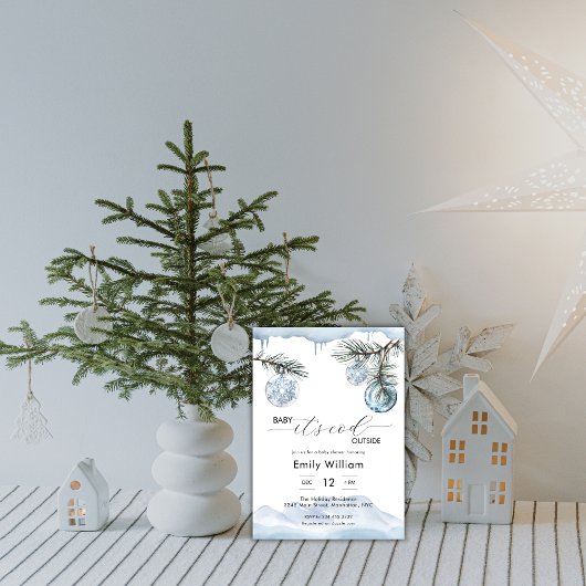 Invitation Fête de bébé garçon flocon de neige de Noël d'hive
